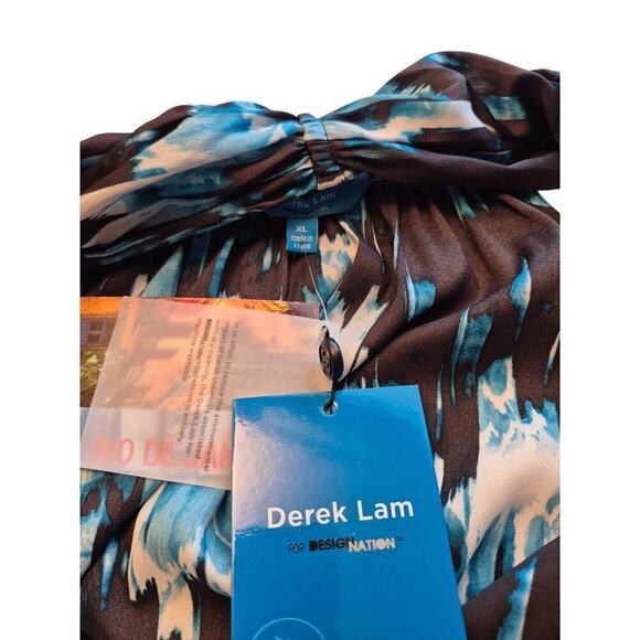 NWT Derek Lam For Design Nation Halter Dress Tunic Black/Teal/White Poly Sz XL - Picture 5 of 8